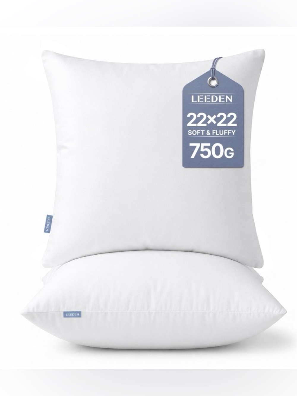 DECORATIVE Pillow Inserts Down-Alternative SQUARE 22x22β (2-pack) WHITE